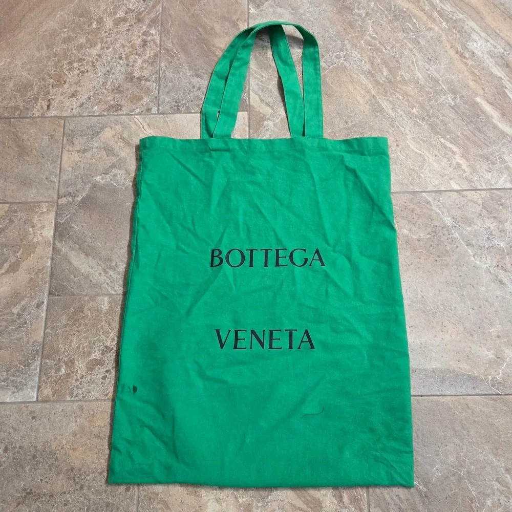 Bottega Veneta Parakeet Green Canvas Tote Bag Logo Shopper Large